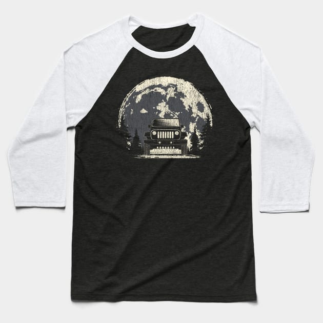 Jeep Under The Moon Night Rider For Men and Women Baseball T-Shirt by Dailygrind